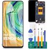 SRJTEK Schermo LCD di ricambio OLED per Oppo Reno6/Reno 6 5G per OPPO PEQM00, CPH2251, kit digitalizzatore touch con telaio (nero, con impronte digitali, non per 4G)