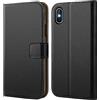 HOOMIL Cover per iPhone X/XS, Custodia in Pelle Premium, Supporta Ricarica Wireless - Nero