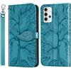 ZZHAO Cover per Samsung Galaxy A32 5G Custodia Libro Protettiva Caso Premium PU Pelle Flip Portafoglio Case con Kickstand Magnetica Chiusa Porta Carte per Samsung Galaxy A32 5G -Turchese