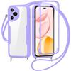 FERLAN Cover per Honor 400 Pro con Cordino, 360 Gradi Antiurto Custodia con Protezione Schermo Integrata Trasparente Rugged TPU Bumper Doppia Protettiva Cover per Honor 400 Pro -Viola