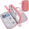 Lacdo Organizer Elettronici Cavi Borse Accessori Borsa da Viaggio Custodia Cavi Cavo da viaggio per Caricabatterie, mouse, cavo, Telefono, chiavetta USB, scheda SD, power bank Borsa piccola, Rosa