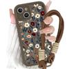 Yirlbey Cover con Cordino Orologi per iPhone 15 6,1, Morbido Silicone Custodia con Aesthetic Fiori Flower Disegni, Antiurto Protettiva Bumper Case con Tracolla Collana per catena iPhone15