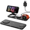 SUNGUY Caricatore Wireless compatibile con Mag-safe, 3 in 1 Ricarica Base Senza Fili Stazione 15W per iPhone serie 16, 15/14/13/12, per Apple Watch 8/7/6/5/4/3/2/SE Pods Pro 2a generazione - Nero