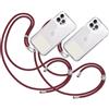 TBOC 2X Cordino Catenella Laccio Strap Porta Cover [Bordeaux] con Toppa Plastica [Bianco Ice] per Telefono Cellulare Collo - Tracolla Catenina con Cordini da Cellulari Accessori Universale Laccetti
