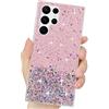 LCHULLE Glitter Cover per Samsung Galaxy S22 Ultra 5G Brillante,Rosa | Trasparente Cover con Brillantini,Glitter Custodia Antiurto Protettivo,Clear Case TPU Cover per Ragazze e Donne