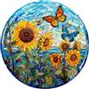KaayeeWood Puzzle in Legno per Adulti,300 Pezzi Girasole in Vetro Colorato Puzzle di Legno con Scatola,Puzzle Irregolare Unico,Regalo di Compleanno per Adulti