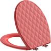 SREWOHS PRO Sedile WC Universali O Forma, motivo a rombi, Tavoletta WC Chiusura Ammortizzata, Sgancio Rapido & Facile da Pulire, incluso modello di installazione, Rosso 44,6 × 37,1 cm