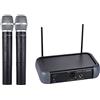 summina Microfono Palmare Wireless VHF A Doppio Canale Con Funzione Eco 2 Microfoni E 1 Ricevitore 210-280MHz Distanza di Lavoro 40 Metri Cavo Audio Da 6,35 Mm Per Karaoke Festa In Famiglia