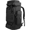 Nayubo Zaino da trekking da 80 l, grande capacità, con telaio resistente, con porta di ricarica USB, per uomo e donna, per campeggio, arrampicata, viaggi all'aperto, trekking, attrezzatura (nero)