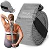 Fizyo Cintura in cotone per yoga, pilates, Fitnessu, regolabile con fibbia in metallo D, 100% cotone, lunga 240 cm, perfetta per allungare e tenere in posizione, per principianti e avanzati (beige)