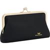 Royal Bagger RFID Kiss Lock Portafoglio, Colore Solido Multi-card Slot Porta Carte, Vera Pelle di Mucca Pochette per le Donne 1468 (Nero)
