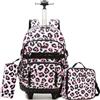 HTgroce Zaino Scuola Elementare Trolley, 3 Set Zaini Scuola Trolley Sacchetti per Snack Astuccio Bambina