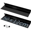 QWORK® Set 2 Mensole da Muro Nero in Lega di Alluminio - 50 x 12 cm - Resistente ai Graffi e Facile da Montare - Ideale per Soggiorno, Cucina, Bagno