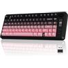 Free wolf FREEWOLF M75 Tastiera wireless dual-mode, Bluetooth+2.4G, controllo tramite manopola e display, 82 tasti compatti PBT con gradiente, luce arcobaleno,QWERTY, anti-ghosting completo per Mac/Win-Rosa