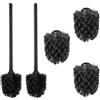 WAVEWO Set di 2 Scopino con 3 Testine di Ricambio, WAVEWO Spazzolino per WC con Manico Lungo in Acciaio Inox per il Bagno, Spazzola di Ricambio per WC Diametro 7 cm, Nero Opaco