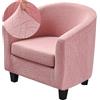 Highdi Copripoltrona 1 posto Tessuto Jacquard Coprisedie Elasticizzato, 2 Pezzi Chesterfield Fodere per Poltrona da Cocktail Antiscivolo per Bar Cameretta Club Copri Sedia Soggiorno (Rosa)