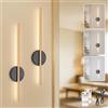 TaoFiaCo 60CM Applique da Parete a LED per Interni Ricaricabile Nero Oro - Lampada da Parete con Telecomando 3 Temperature di Colore - Applique a LED Senza Fili con Batteria per Soggiorno 2 Pezzi