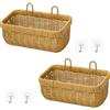 Keboyoe 2 Pezzi Cestino da Parete in Vimini Appeso Cestino da Appendere in Rattan Vintage per Bagno, Cucina, da Appendere Alla Parete, Cesti Portaoggetti da Appendere(28x16x13cm)