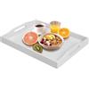 RRX Vassoio da portata in bambù con manici, vassoio per la colazione a letto per tè, snack, cena, contenitore decorativo per alimenti, piatto da portata, pouf per bancone della cucina, bagno, ristorante