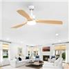 Passky Ventilatore da soffitto con illuminazione e telecomando, ventilatore da soffitto con luce, 3 pale, motore DC, 132 cm, bianco