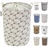 LessMo 19,7 con Coulisse Portabiancheria Bagagli Sorter, Pieghevole Pop-Up Lavanderia Cesti, Impermeabile Rotonda Cotone Lino