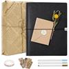 Vienrose Album Fotografico Scrapbooking Kit Fai da Te, con Copertina in Similpelle, 50 Fogli, 100 Pagine, Carta Kraft, Vintage Set di Forniture per Notebook per Matrimonio, Anniversario (Nero)