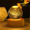 HOTUT Lampada Sfera di Cristallo 3D con Sistema Solare, Lampada Notturna a Sfera con Base a LED, 7 Colori Luce Notturna di Cristallo Ricarica USB, Decorazione in Regali per bambini Bianco Caldo