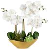 Oairse Pianta artificiale Orchidee, Fiori artificiali decorativi, Fiori artificiali con effetto real-touch, Fiori con boccioli in vaso di ceramica, Decorazione per tavolo, Mensola, Altezza 41 cm