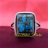 Carino Blu Rame Turchese Gemma 925 Argento Sterling Artigianale Anello All Size