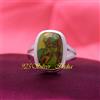 Sottile Verde Rame Gemma Pietra Turchese 925 Argento Sterling Artigianale Anello
