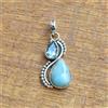 Belli Larimar, Topazio Blu Gemma 925 Argento Sterling Fatto a Mano Ciondolo