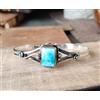 Attraente Larimar Gemma 925 Argento Sterling Fatto a Mano Bracciale X-93