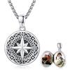 REDSUN Medaglione a bussola in argento sterling 925, con ciondolo per foto personalizzato, con immagine vintage, amuleto ossidato, regalo per uomo e donna, per compleanno, festa del papà, laurea