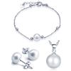 Yumilok - Collana di perle, argento sterling 925, braccialetto con charm, orecchini da buco, parure di gioielli catenina con ciondolo, bracciale, orecchini, set da donna/ragazza