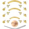 AVYRING 12 piercing per sopracciglio, curvo, in acciaio inox, 16 G, barra verticale per labbro, 6 mm, 8 mm, 10 mm, gioielli per labbro, daith, conchiglia, root, elice, ombelico, argento/oro, 6mm, 8mm