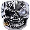 OIDEA Anello Teschio da Uomo Ring in Acciaio Inossidabile Nero Bianco Zircone Regalo Heavy Duty Punk Mascherata Halloween，Misura 17(57mm)