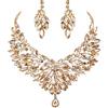 Clearine Matrimonio Sposa Jewellery Set Marquise Rhinestone Cristalli Cluster Statement Collana Orecchini Pendenti per Donne Champagne Oro-Fondo