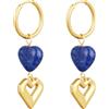 TEZCRT Orecchini a forma di cuore da donna, orecchini a cerchio con lapislazzuli a forma di cuore, oro per donne, Acciaio inossidabile