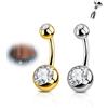 AVYRING Set di 2 piercing per ombelico da donna, 14 G in titanio con accenti di diamanti, lunghezza 6/8/10/12/14 mm, argento e oro, ipoallergenici e confortevoli, 6mm, Titanio