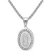 OIDEA Collana Vergine Maria Unisex: Ciondolo Argento Oro Vergine di Guadalupe in Acciaio Inox Zirconia Uomo Donna Amuleto Medaglia Ipoallergenica Gioielli Cristiani - Per Pregare Uso Quotidiano