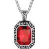 ChainsHouse Pietra Rossa Collana Agata Colorata Taglio Diamantato Bordi delle Rune Vichinghe Collana Uomo Acciaio Collana Metallo Vintage Non sbiadisco Antiallergico