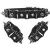 Manfnee Nero Punk Rock Gotico Set di Collana girocollo e Bracciale Pelle PU Lega Choker e Polsino con Rivetto Uomo Donna Regolabili