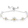 YOEE Braccialetto placcato argento margherita, braccialetto regolabile personalizzato con zirconia cubica, gioielli in argento, regalo di anniversario di compleanno per mamma lei, con scatola