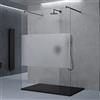 doporro Box Doccia Walk-In 150x200cm, Parete Doccia Anticalcare in Vetro Parzialmente Smerigliato 8mm con Bracci Sostegni Telescopici in Acciaio MMBR3 Nero