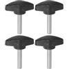 QUARKZMAN 4pz Manopole a T Con Viti a Testa Alare M6x30mm - Plastica Filettatura Maschio Standard, Maniglie Serraggio a Mano, Vite a Testa Zigrinata, Nero