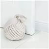 Forecronic fermaporta in corda di cotone nautico decorativo fatto a mano con maniglia, Fermaporta sferico appesantito nodo del marinaio per porte e finestre - Beige (13x13cm, 1.8kg)