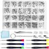 NBRELL Eyeglass Repair Kit Mini Screwdriver Set Eyeglass Repair,24 Tipes Screws for Eyeglass, Wide Range of Frame Screws, Hinge Screws, Nose Pads Screws - Essential Eye Glasses Repair Kit Tool