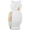 DRW Figura di un gufo in ceramica in bianco sabbia e oro 36x16x22 cm
