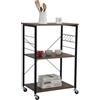 Relaxdays Carrello Relaxdays, 3 Ripiani, 4 Ganci, Industriale, Cucina e Soggiorno, HLP: 89x60x40 cm, Carrello, Nero/Marrone