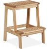 Relaxdays Sgabello a Scaletta in Legno di Noce, 2 Gradini, Rialzo per Bambini, fino a 60 kg, 47 x 38 x 38 cm, Naturale